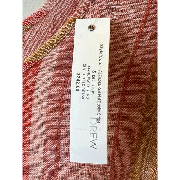 Drew Nat Dobby Stripe Linen Blend Sleeveless V-Neck Dress Women’s Size Medium - Picture 4 of 8